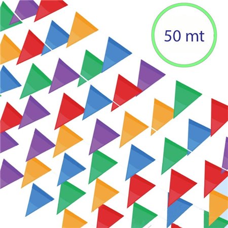 Festone in PVC - 50 m - Bandierine Multicolore